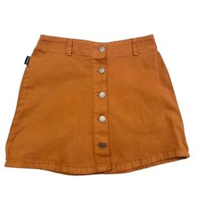 Vintage Guess USA Burnt Orange Button Front Mini Skirt Size 14 Rust Clueless